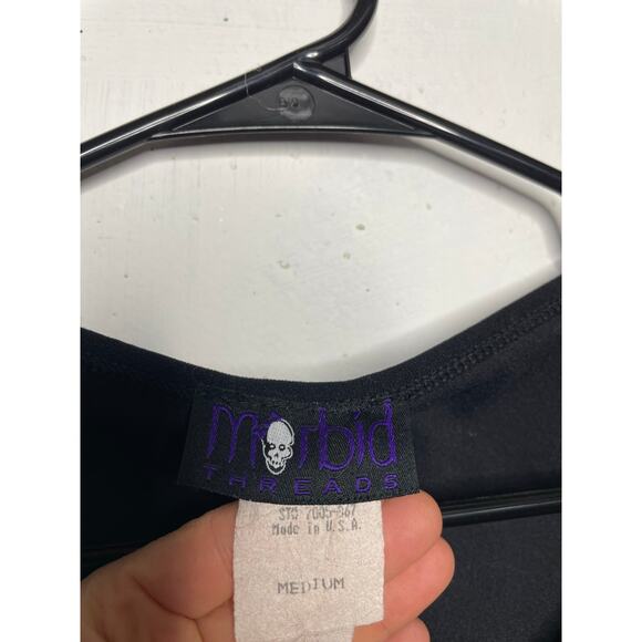 Vintage Morbid Threads Hot Topic Sheer Bell Sleeve Blouse Black Size Medium - Picture 4 of 7